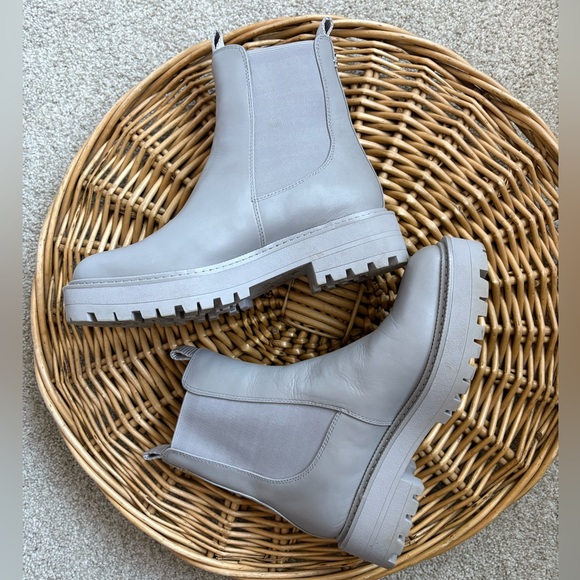 Sam Edelman Laguna Pebble Grey Leather Chelsea Moto Boots Size 7 - Picture 8 of 10